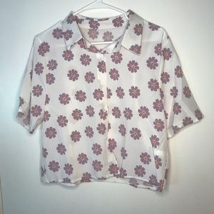 White Lavender Flower Blouse